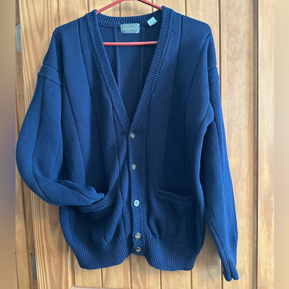 Navy Blue Grandpa Cardigan size L - Picture 2 of 4